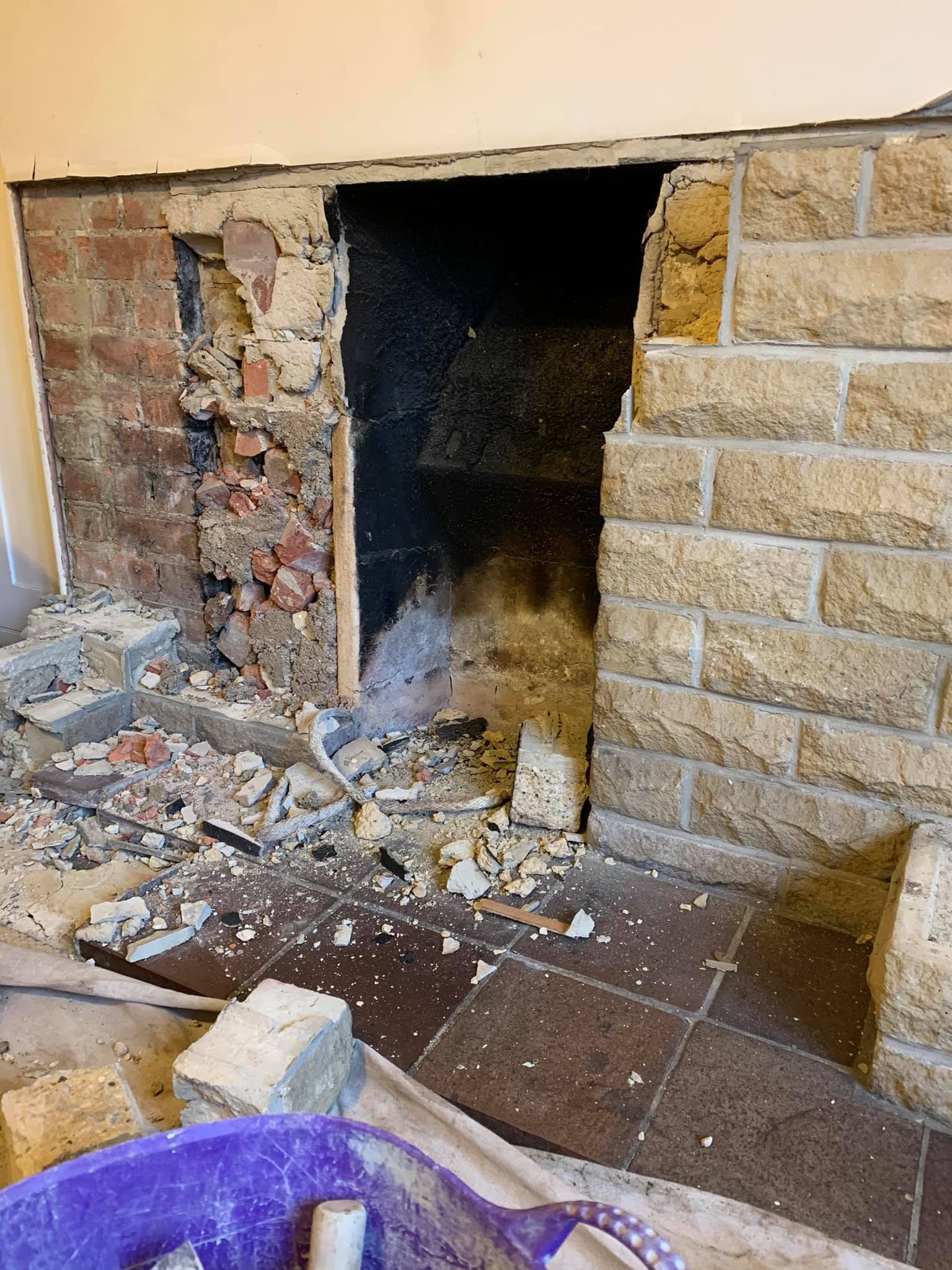 Fireplace rebuild and chimney works in progress